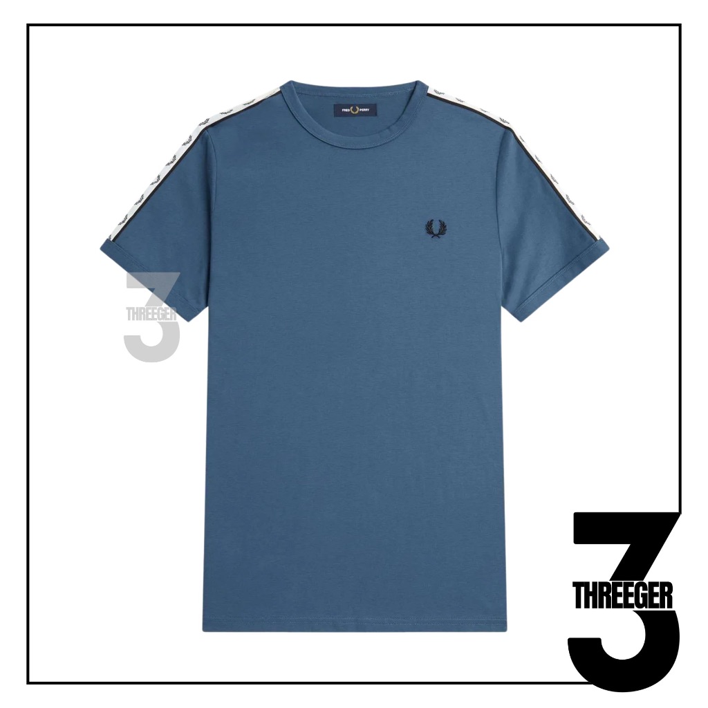 Fred Perry Contrast Taped Ringer Tee Midnight Blue Original / Kaos Fred Perry Original