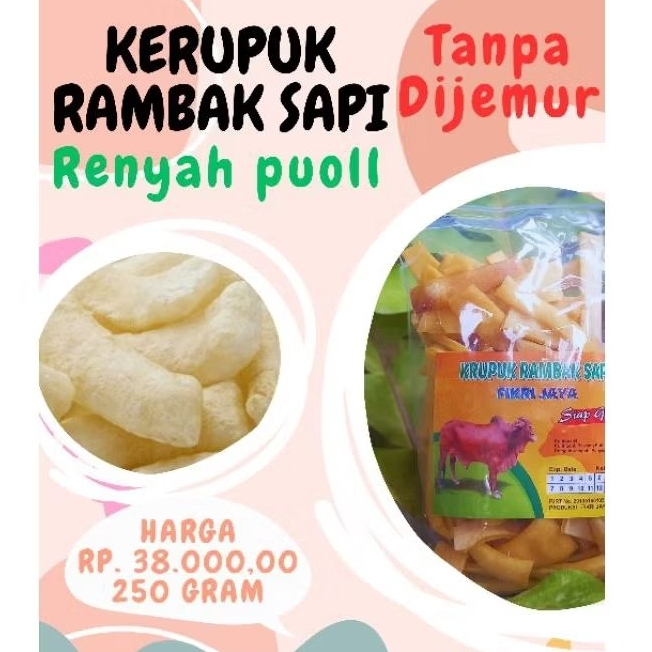 

Krupuk Rambak / krecek sapi tanpa dijemur merk Fikri Jaya