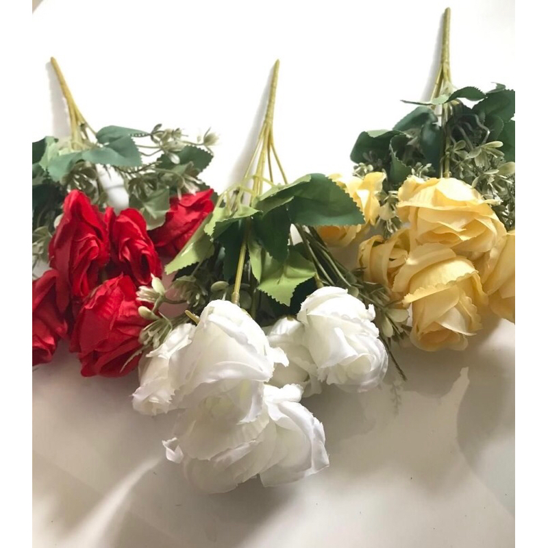 Bunga Artificial Mawar 5 Kuntum / Bunga Mawar Palsu Premium