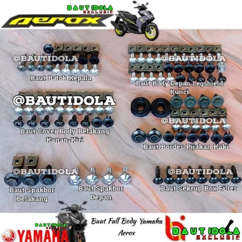 baut full set body yamaha aerox 155 cc original baut Aerox