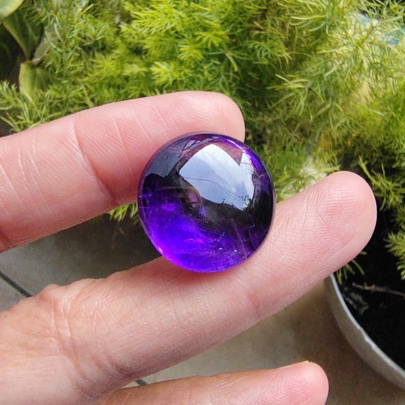 Batu Permata Natural Amethyst Cutting Bulat High Quality - Batu Akik Kecubung Ungu asli dari kaliman