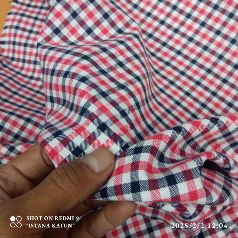kain katun yandet kotak merah hitam premium garment