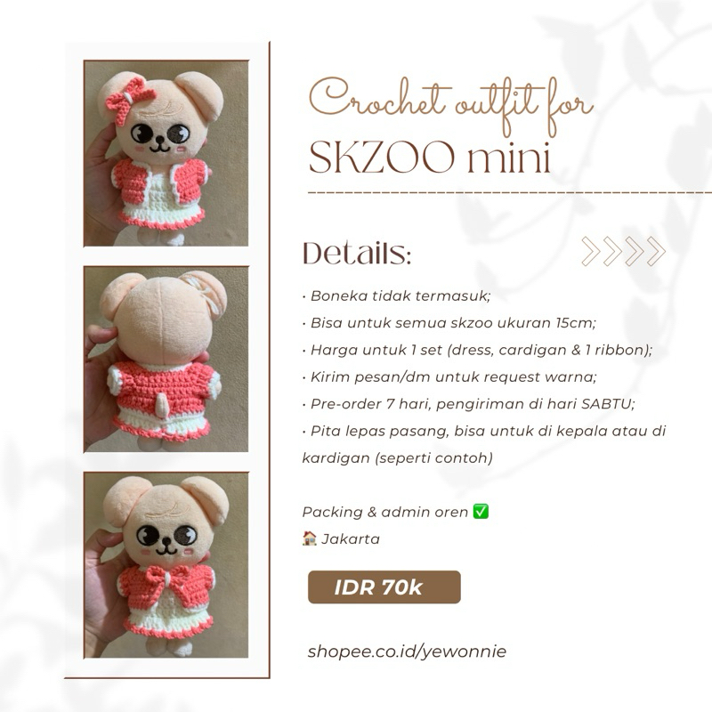 [TANPA BONEKA] Crochet Outfit untuk SKZOO Mini