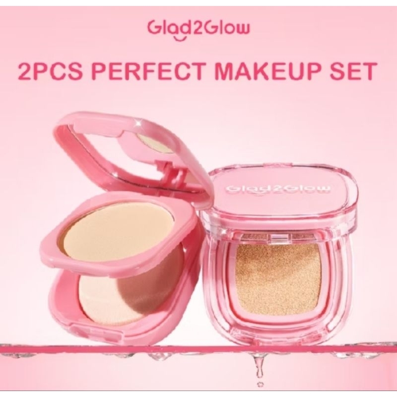 2pcs Perfect MakeUp Set Paket Glad2Glow Perfect Cover Cushion 11g + Glad2Glow Perfect Blurring Powde
