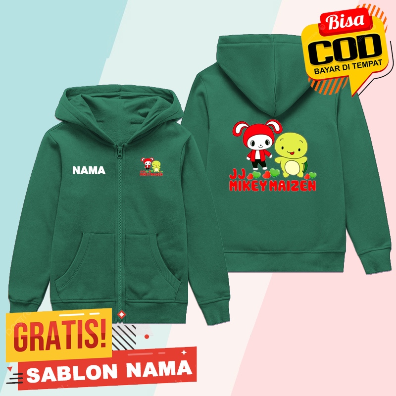 Jaket Hoodie Zipper Anak jj Mikey Mikey / Jaket Sleting Anak Laki Laki & Perempuan Custom Nama jj Mi