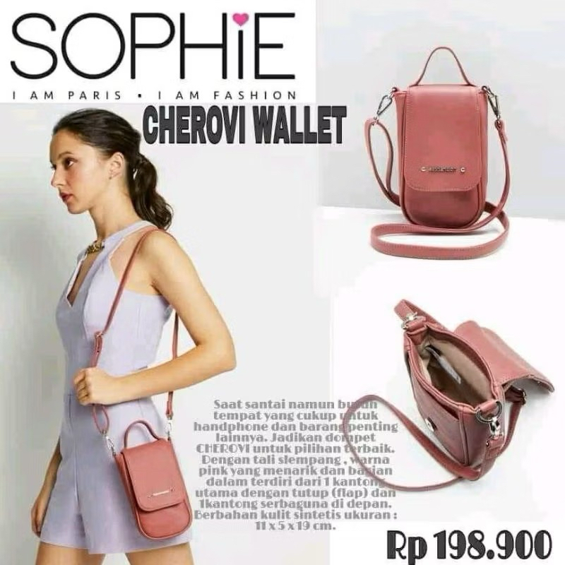 TAS HP SOPHIE PARIS MARTIN PROMO CHEROVINA DUSTI PINK MAROON BURGUNDY SLINGPHONE MURAH CHEROVI ANALI