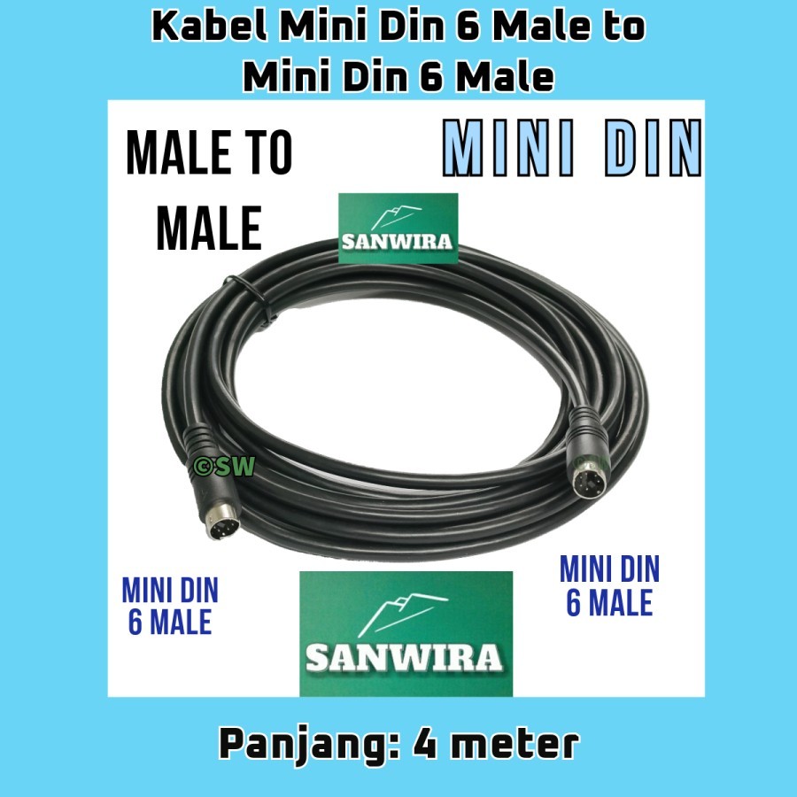 Terlaris Kabel Mini Din 6 Male To Mini Din 6 Male - Panjang : 4 Meter