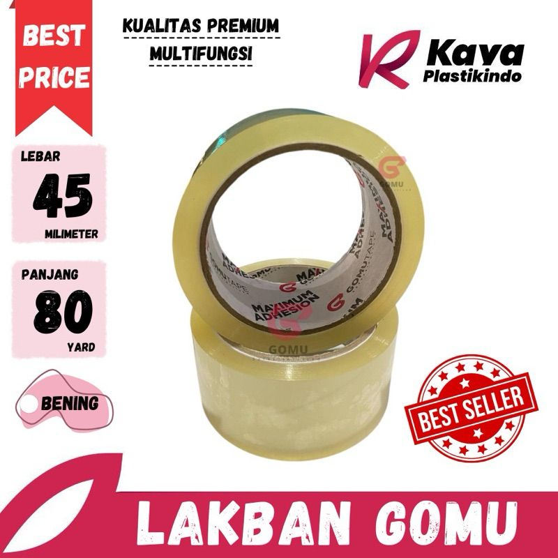 

Lakban / Plakban / Isolasi Gomutape Grosir Termurah Harga Ekonomis Satuan / Lakban Bening 45mm x 80yard
