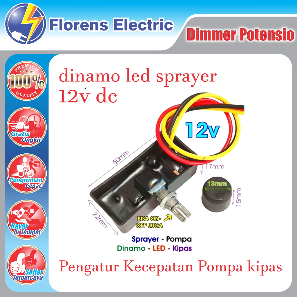 dimmer potensio 12v Pengatur Kecepatan Pompa kipas pompa dinamo led sprayer 12v dc
