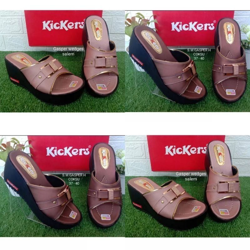 sandal wedges wanita elegan sendal cewek wedges kickers sandal wanita wedges slip on sandal ibu ibu 