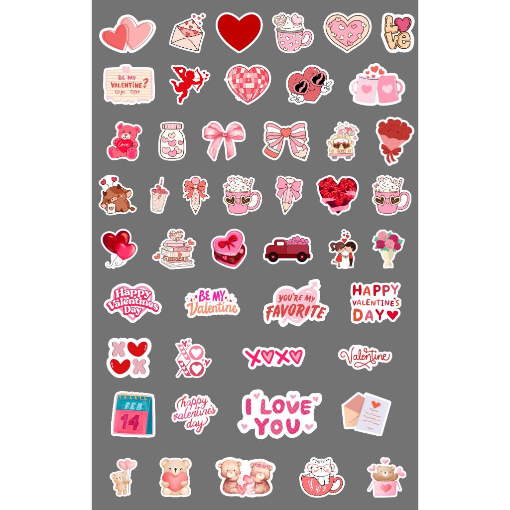 

Sticker Pack Valentine Lucu Cute Heart Hati Teddy Bear I Love You