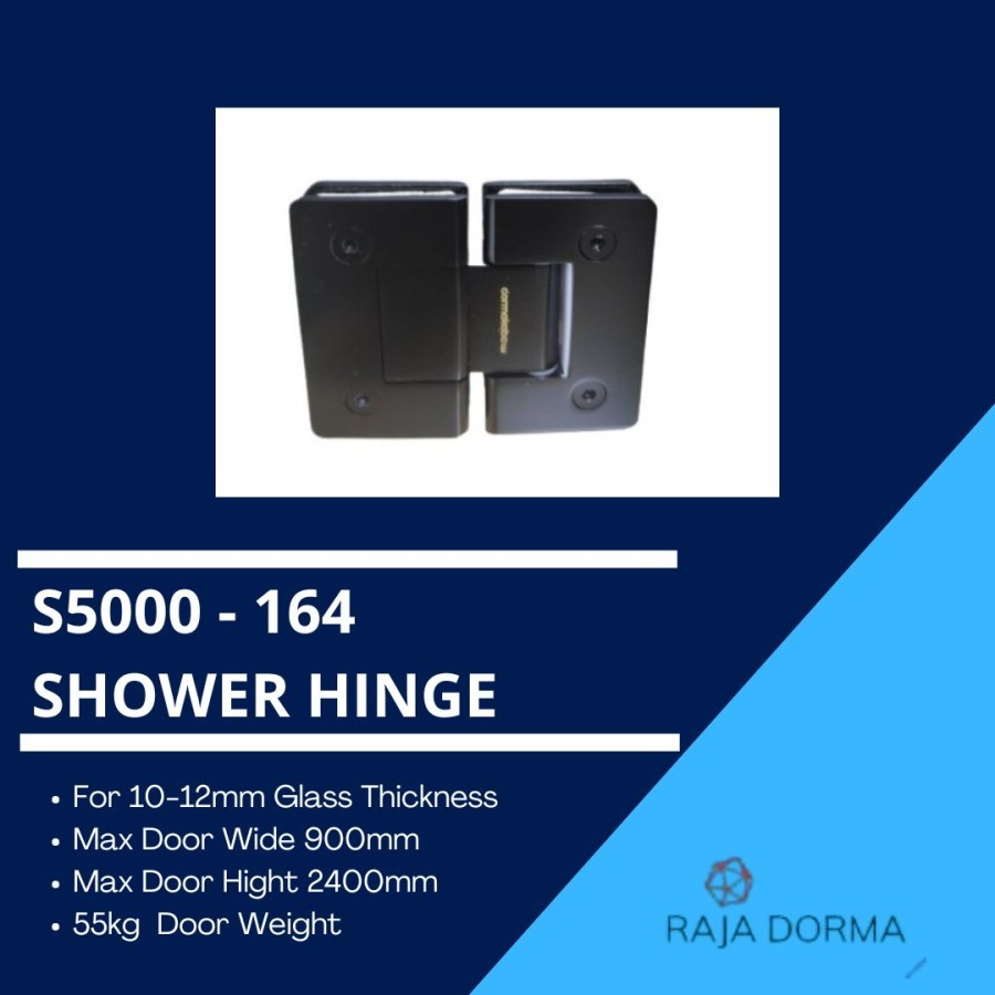 SHOWER HINGE DORMA S5000 - 164 Glass to Glass 180 Derajat Dormakaba Black