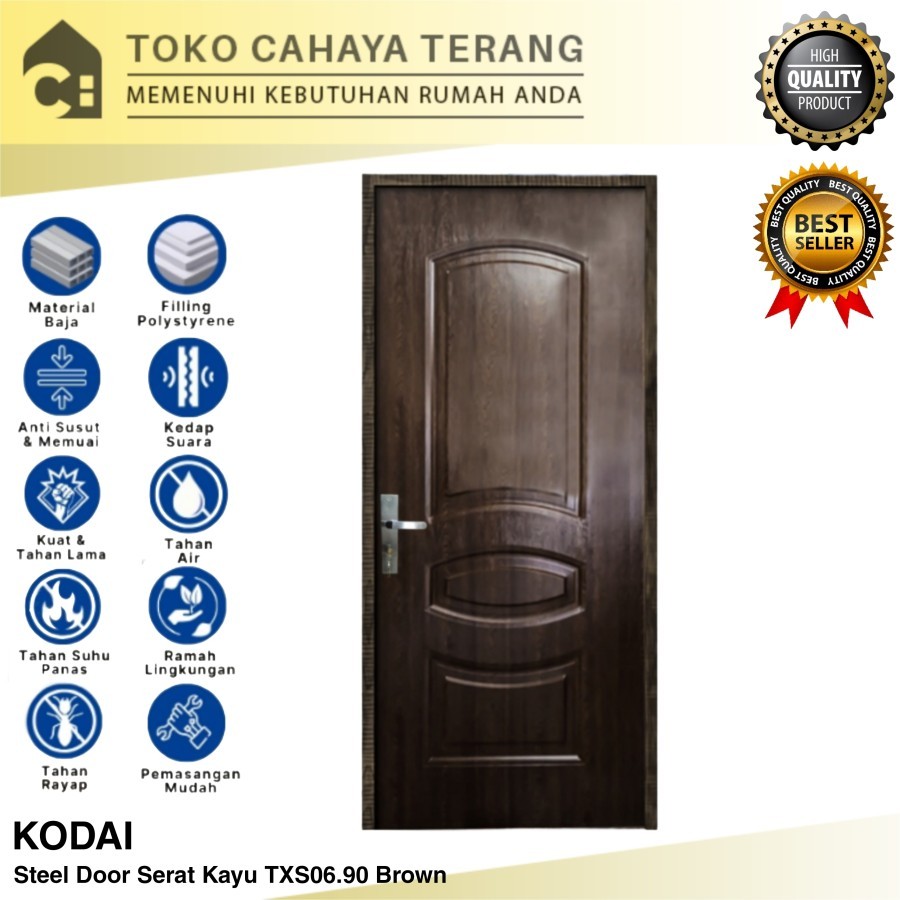 Pintu Baja Steel Kodai TXS06 204 x 90 Serat Kayu / Pintu Baja Kodai