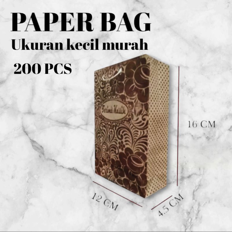 

200Pcs paper bag kecil ukuran 16×12×4cm