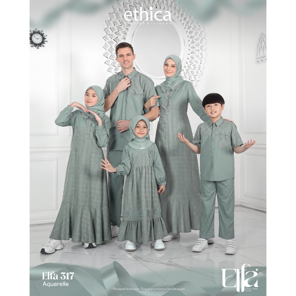 Sarimbit Keluarga 2025 Ethica Elfa 317 Aquarelle Gamis Couple