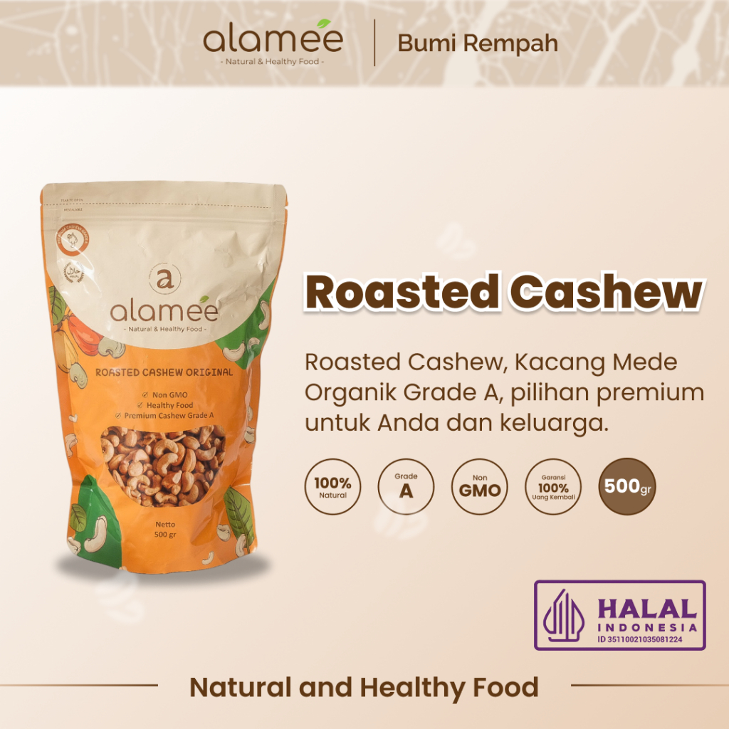 

Kacang Mede Mete Mente Cashew Panggang Roasted Oven Original Premium Grade A Utuh Matang Asli 500g