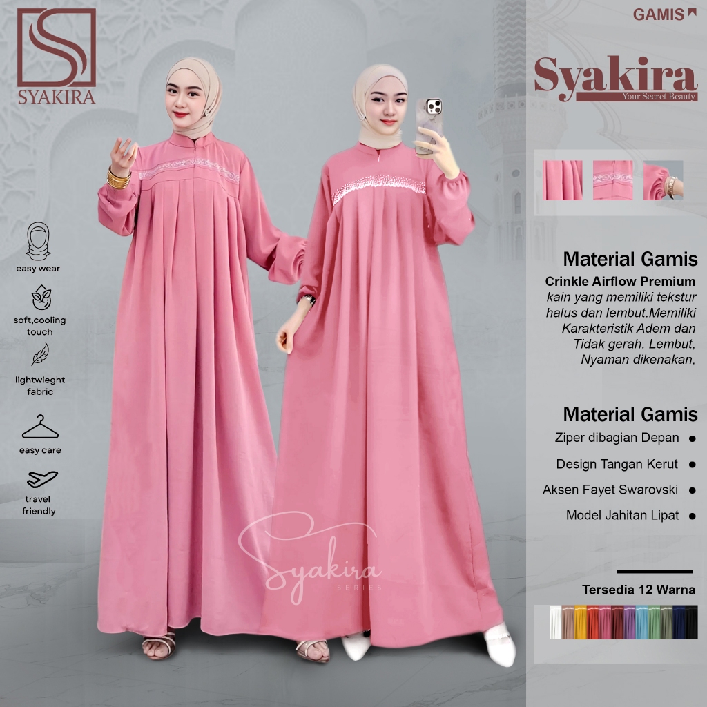 Busana Muslim 2025 Gamis Dress Syakira Remaja Kekinian Korean Style