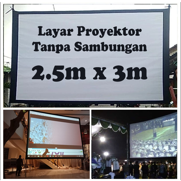screen proyektor/layar proyektor 2.5mx3m bisa tembak dari depan atau dari belakang
