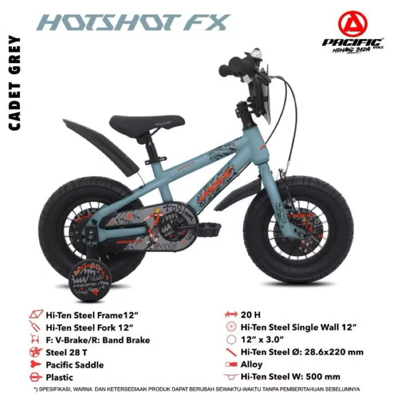 Sepeda Anak BMX Hotshot FX 12/16/18 Ban Besar 3.0 Pacific