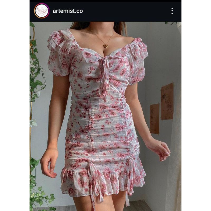 Preloved Floral Pink artemist.co Frill Mini Dress
