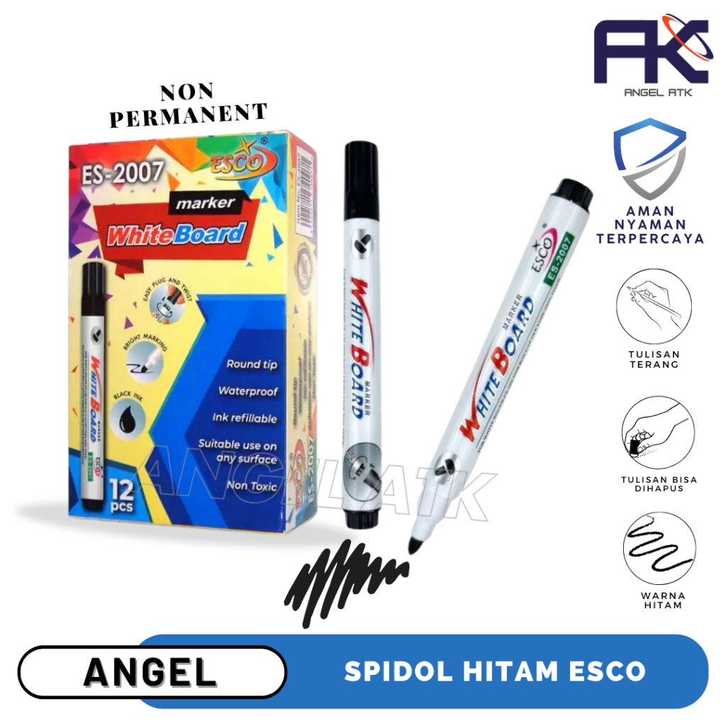 

Hot Sale Spidol Esco 2007 / Spidol Tinta Hitam / White Board Marker / Jual Satuan / Spidol Hitam / Spidol Murah / Bayar di Rumah / Atk Blessing