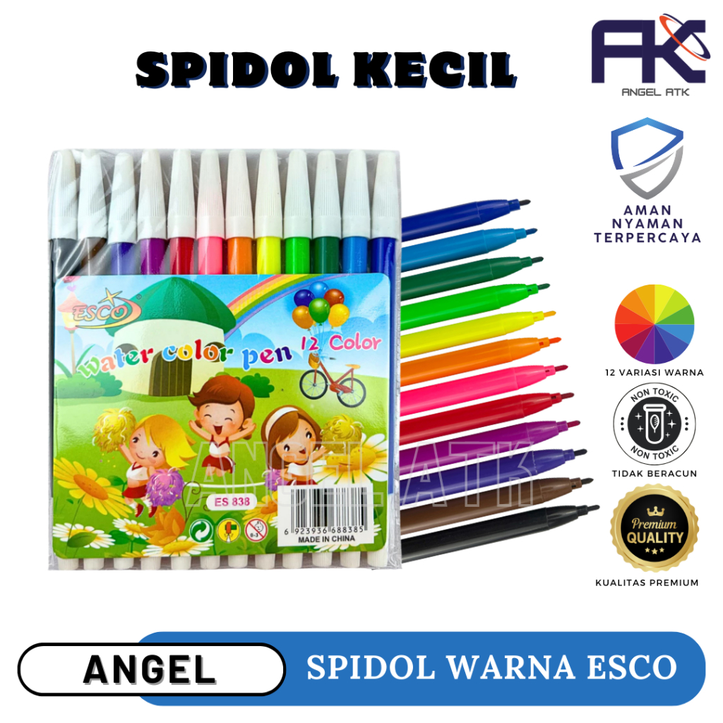 

Spidol Kecil Esco ( ES-838 ) / 1 Lusin 12 Pcs / Spidol Mewarnai / Permanent Marker / Spidol Multifungsi / Tinta Warna Warni / Murah Meriah / Cash On Delivery / Atk Blessing