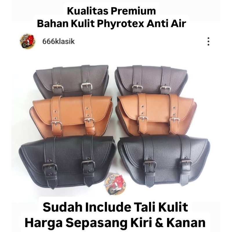 tas samping kulit sintetis side bag sidebag motor custom honda c70 klasik