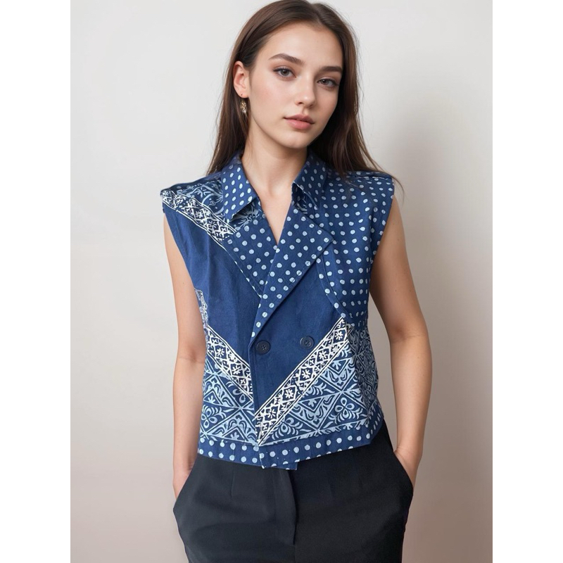 YUKARA - Rompi Pendek Batik Cap Wanita - Vest Batik
