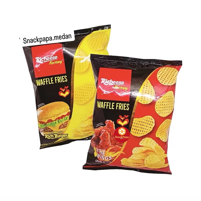 

RICHEESEE FACTORY WAFFLE FRIES [ 1 RENCENG ISI 10 BUNGKUS @12G ] | SNACK EKSTRUDAT KENTANG | PRODUK NABATI