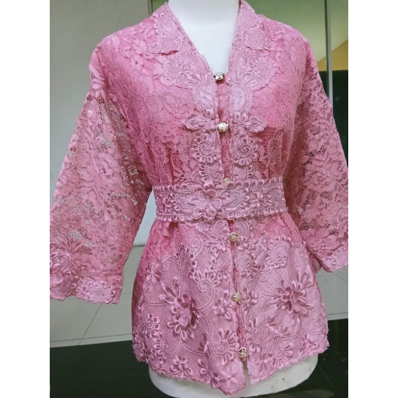 BAJU ATASAN WANITA MODEL KEBAYA KANCING DEPAN BAHAN FULL BROKAT GLITER KRANCANG MEWAH LENGAN 7/8 WAR