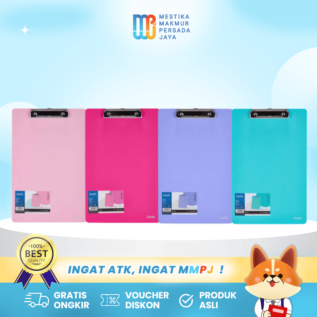 

Bantex Clipboard FC/Folio Dengan Wire Clip - Papan Jalan Ujian Berwarna untuk Ujian & Kerja BF7504