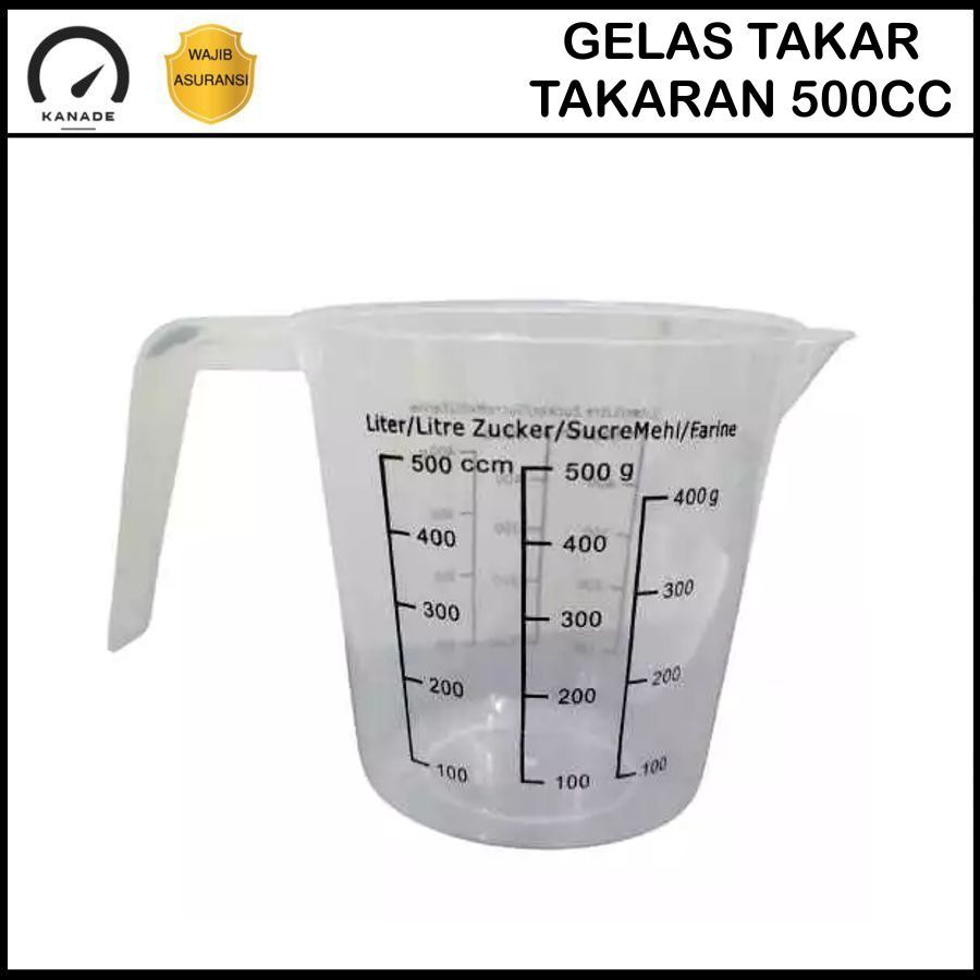 Gelas Takar Takaran 500 CC Gelas Ukur 500cc Warna Putih Penakar Air Serbaguna Multifungsi