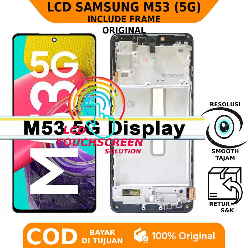 LCD TOUCHSCREEN SAMSUNG M53 (5G) ORIGINAL INCLUDE FRAME FULLSET GARANSI