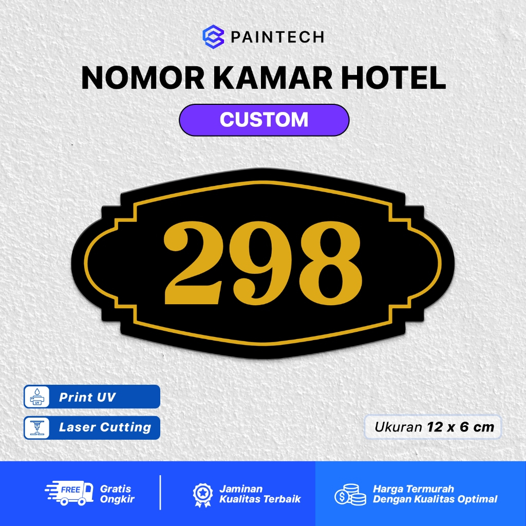 

Nomor Kamar Hotel Custom Papan Penanda Nomor Kamar Akrilik Print UV