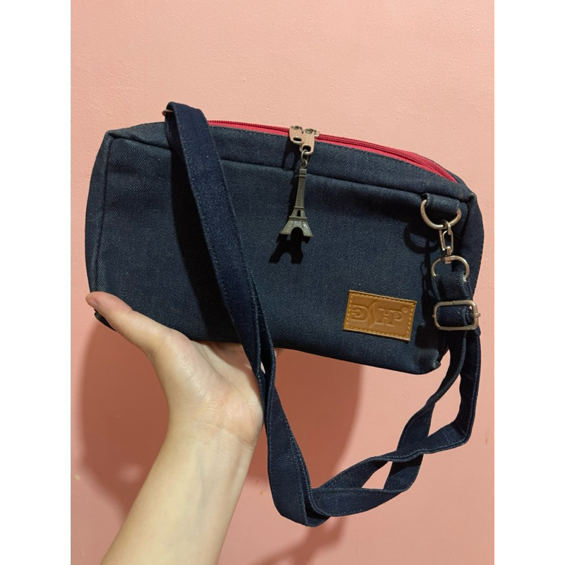 preloved tas selempang wanita bahan jeans