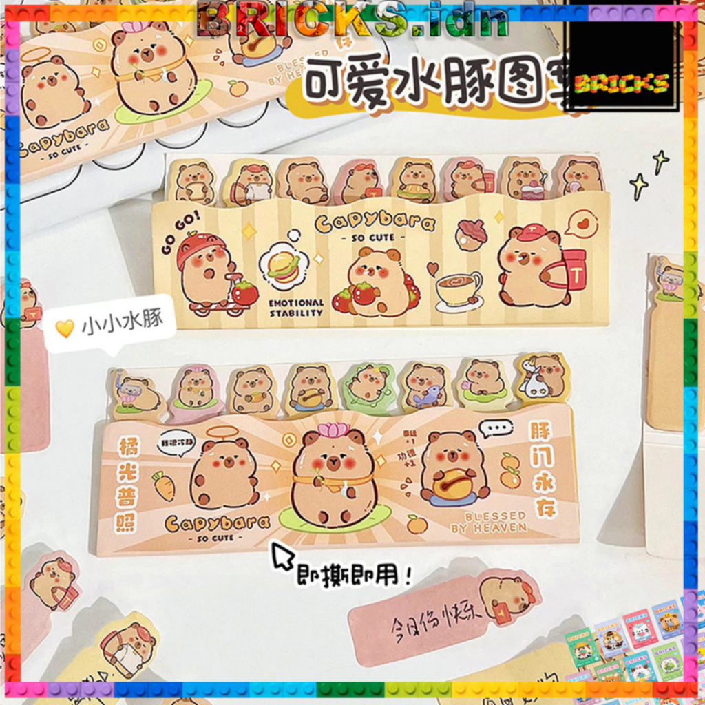

Sticky Note Penanda Buku Inner Index Memo Pad Karakter capybara Warna Pembatas Buku 120 Lembar MP01