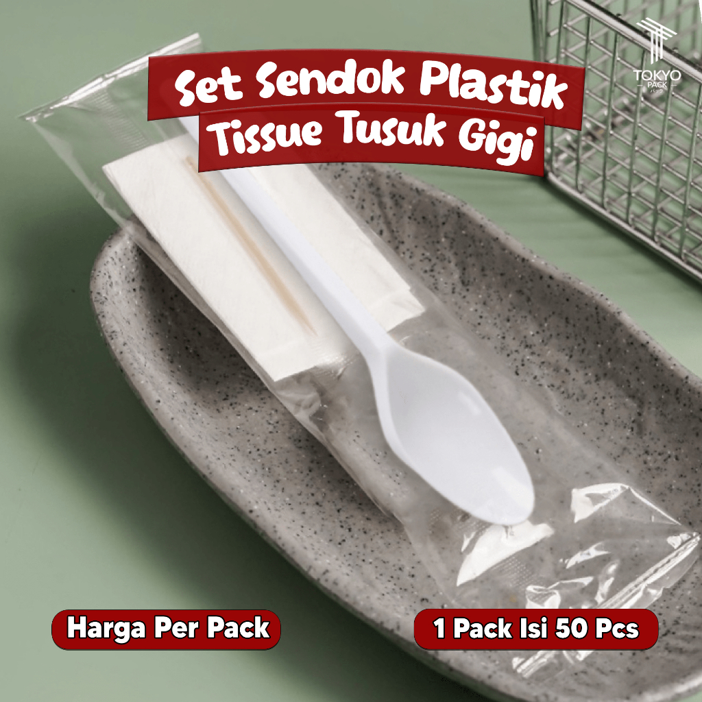 Sendok Set Plastik Tisu Tusuk Gigi / Set Sendok Plastik Tebal