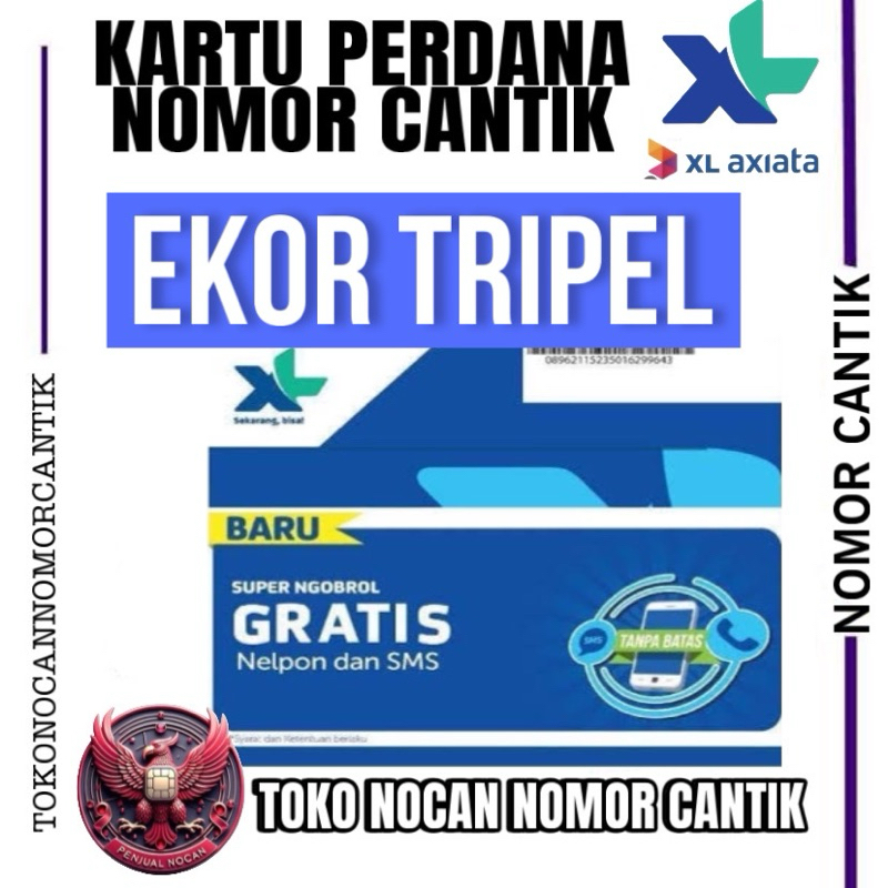 KARTU PERDANA NOMOR CANTIK XL TRIPEL 222 333 444 666 777 888 999 000
