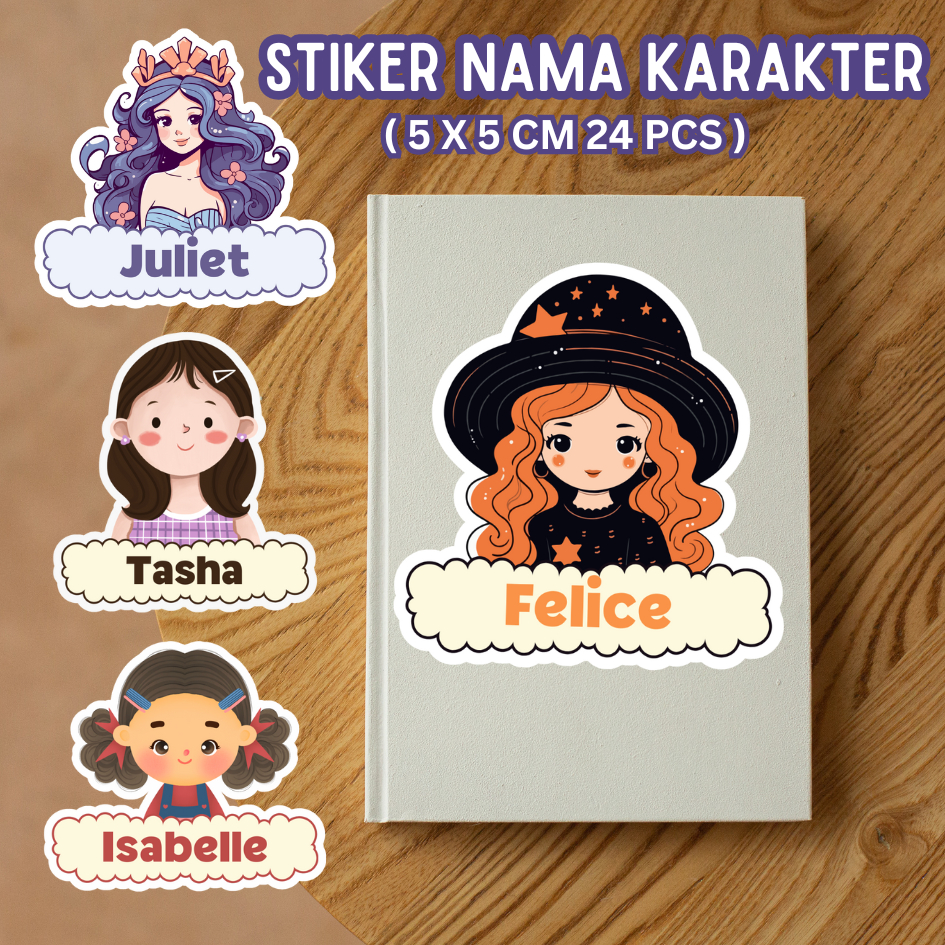 

STIKER LABEL NAMA KARAKTER KARTUN ANAK PEREMPUAN PERLENGKAPAN ALAT TULIS STATIONERY STICKER NAME TAG HADIAH HAMPERS SOUVENIR ULANG TAHUN