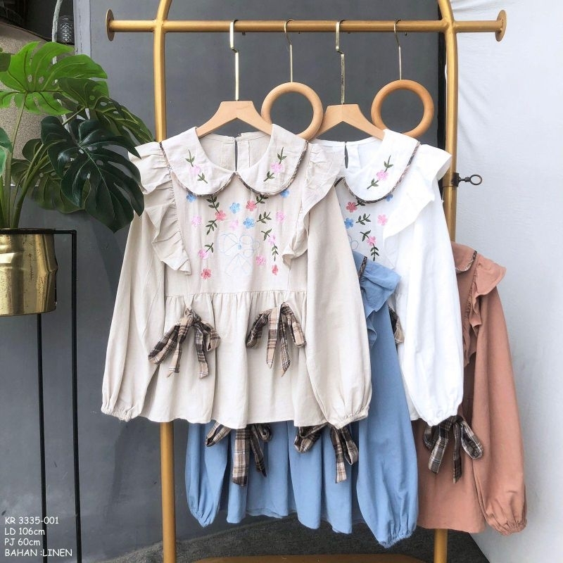 Atasan Linen Bangkok Bunga Bordir