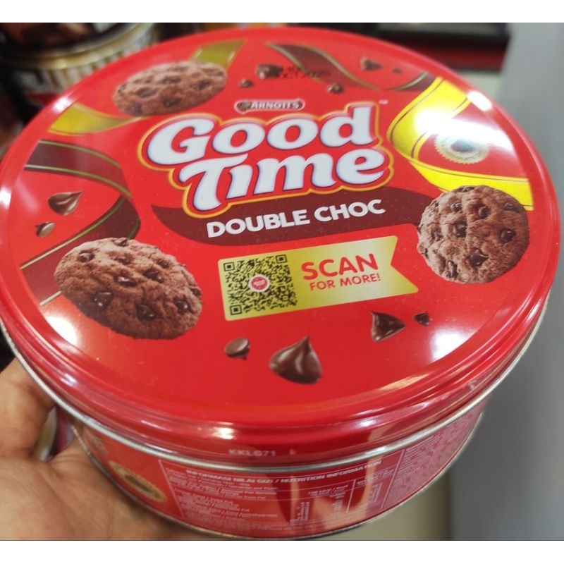 

Good time Goodtime double choc 144gr biscuit cookies kaleng 144gr in