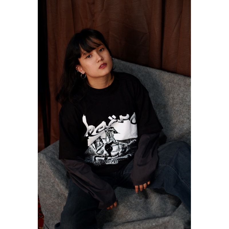 KAORA - ARABIC Oversized Bold Neck Long Sleeve Double Layer Tshirt Unisex
