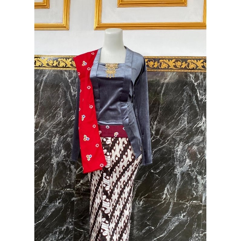 Limited [ 1Set ] Kebaya Beludru Kutubaru Dewasa (Kebaya+Bawahan+Selendang)