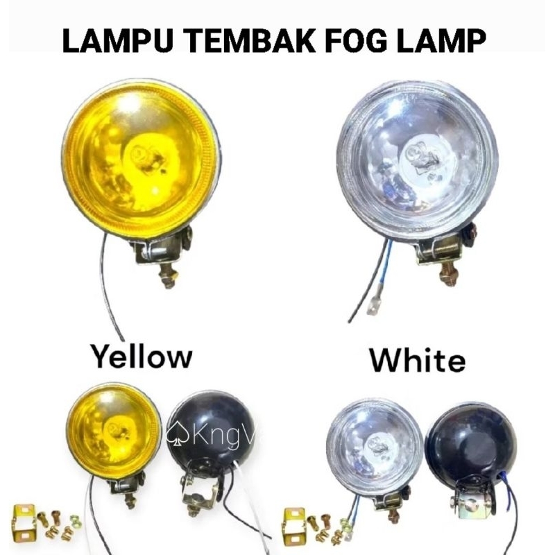 Lampu Tembak Kabut Bulat Motor Mobil 12Volt Putih Kuning Harga Satuan