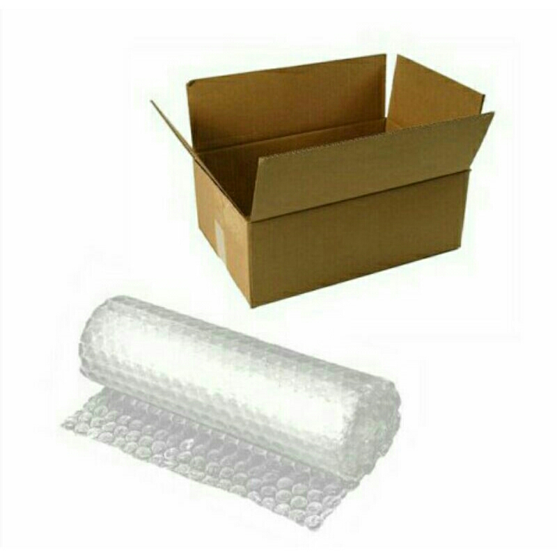 

Bubble wrap + kardus extra packing