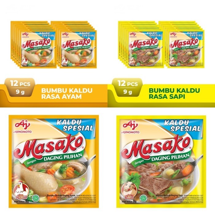 

Masako Bumbu Kaldu Sapi/Ayam 1 Renceng 12 Sachet Penyedap Rasa