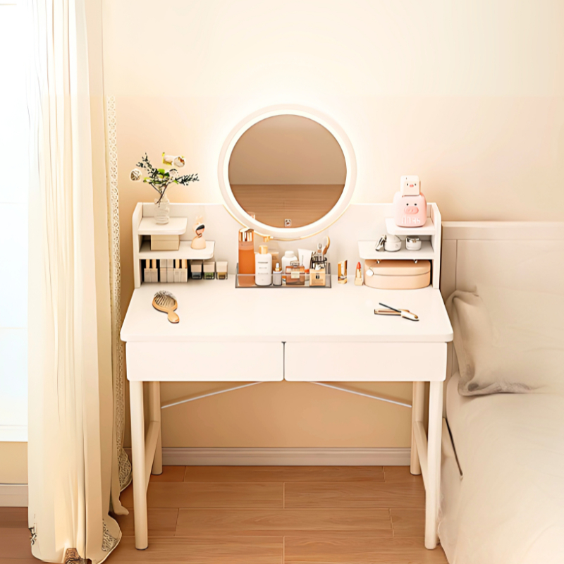 Meja Rias Kaca Meja Rias Kayu Meja Rias Aesthetic Rak Kosmetik Minimalis Rak Makeup Modern