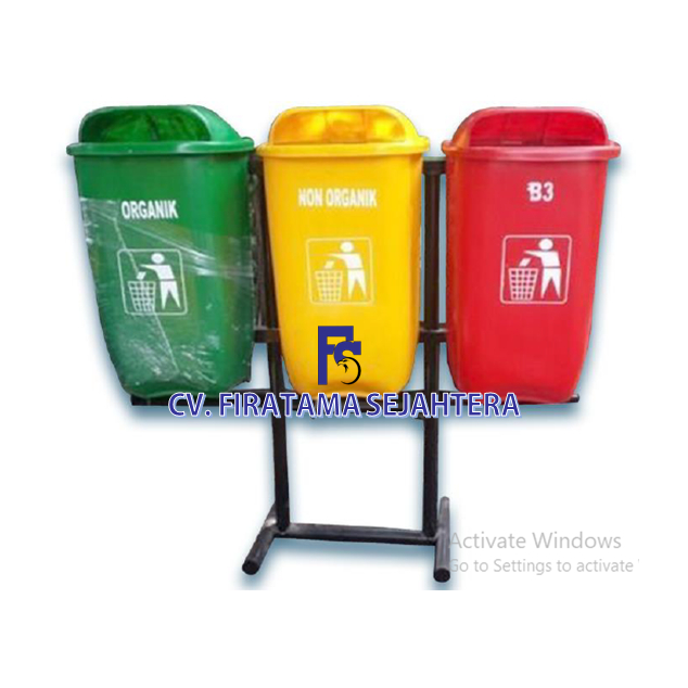 Tempat Sampah Fiberglass Oval 3in 1