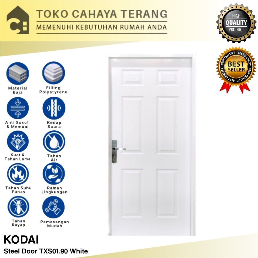 Pintu Baja Steel Kodai TXS01 204 x 90 Putih / Pintu Baja Kodai