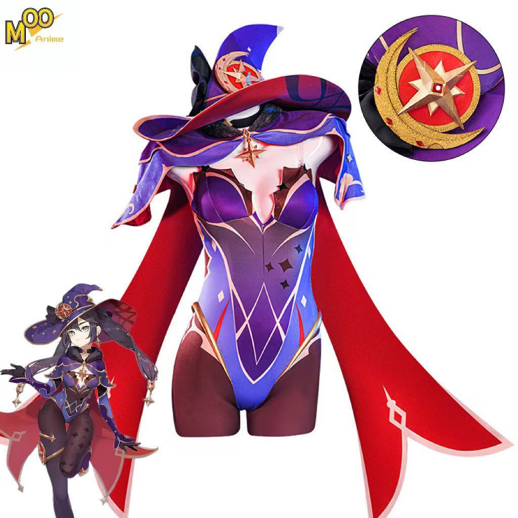 Genshin Impact cosplay costume Mona cosplay Set and wig and shoes Christmas Halloween costumes